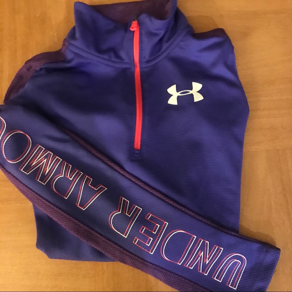 Under Armour Half zip up Girls Medium purple - Picture 2 of 8